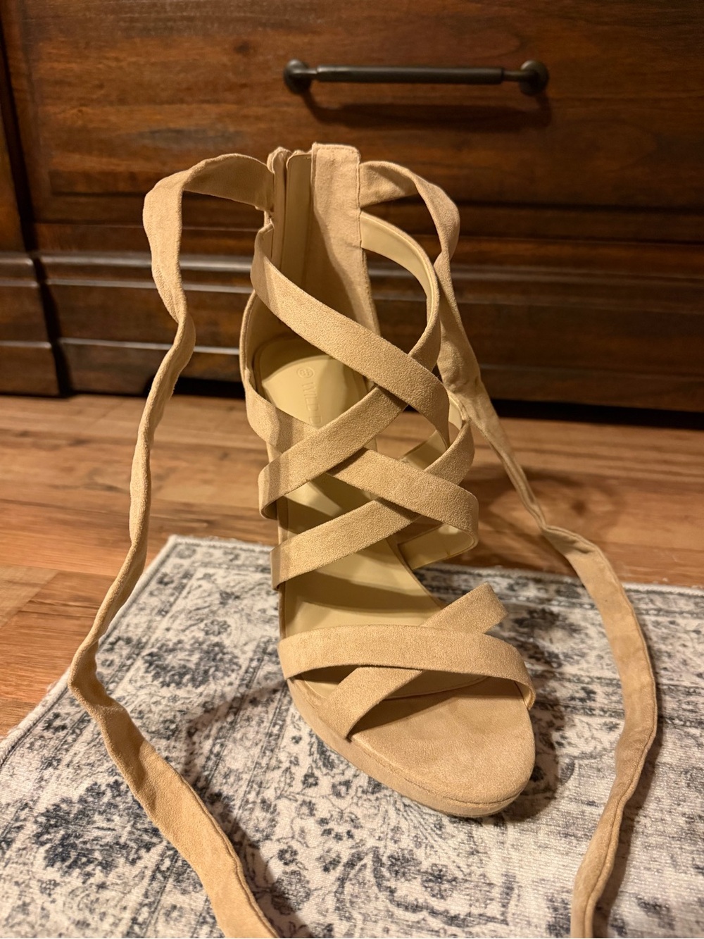 Wild Diva Tan Lace-Up Strappy Heels - Picture 4 of 6